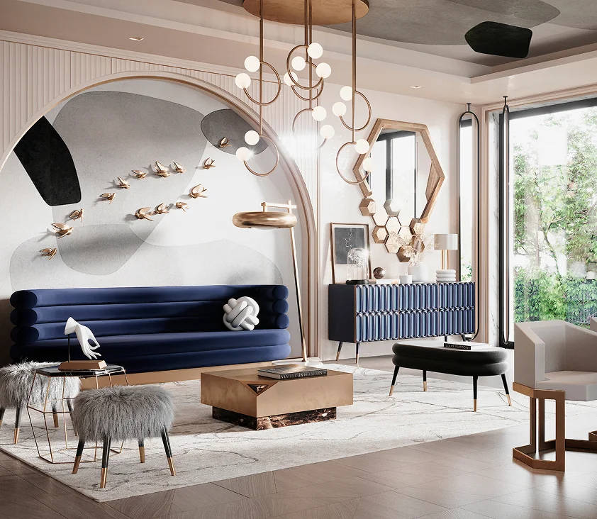 Blue&Gold Living Room Project with