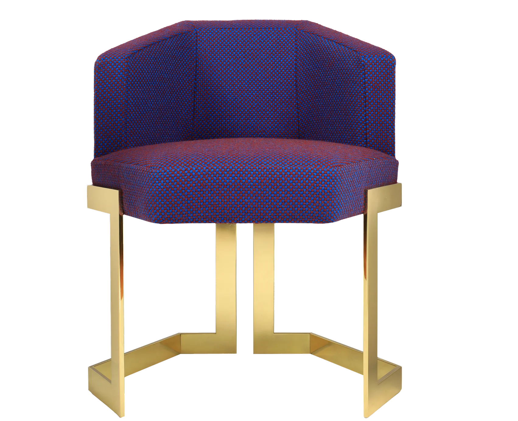Hive Chair with hexagonal honeycomb-inspired seat, continuous brass legs, and elegant design, enhancing luxury interior projects