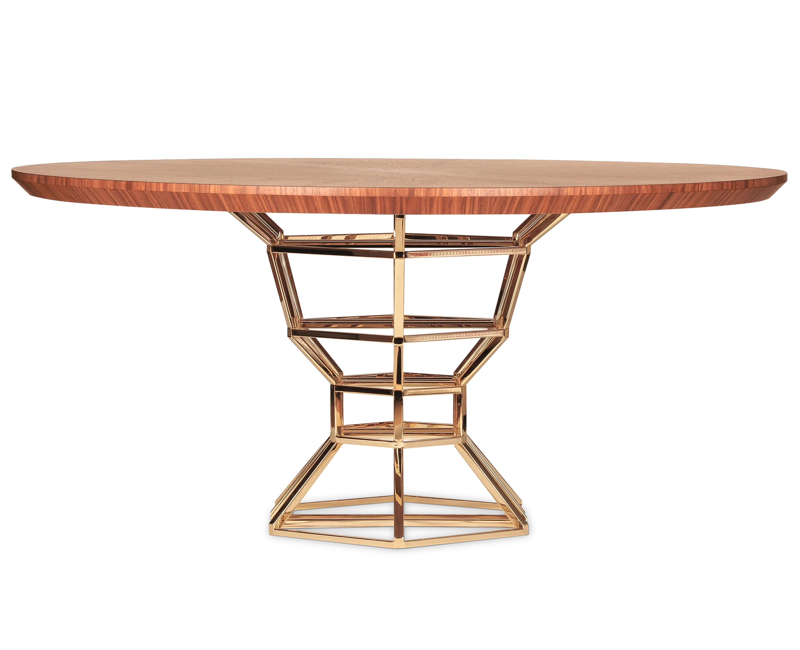 Graal Table handcrafted luxury dining and center table inspired by a chalice with sculptural base, sleek surface, and noble finishes for modern interiors