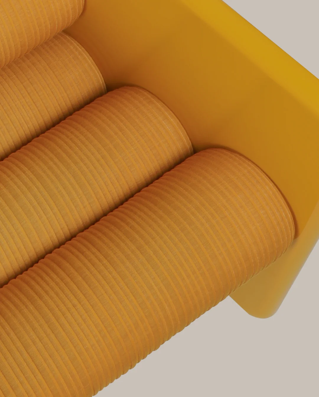 Charles Armchair with classic silhouette, two lacquered side legs, five upholstered rolls for seat and backrest, covered in premium fabrics, a statement piece for modern and high-end interiors