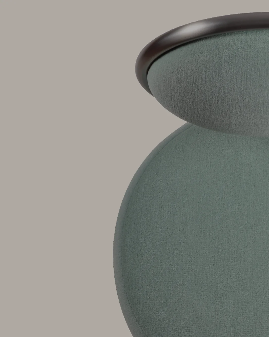 Graceful Bar or Counter Stool with fully upholstered seat and backrest, brass cylinder accent, lacquered or upholstered legs with brass-protected bases, designer piece for luxury interiors