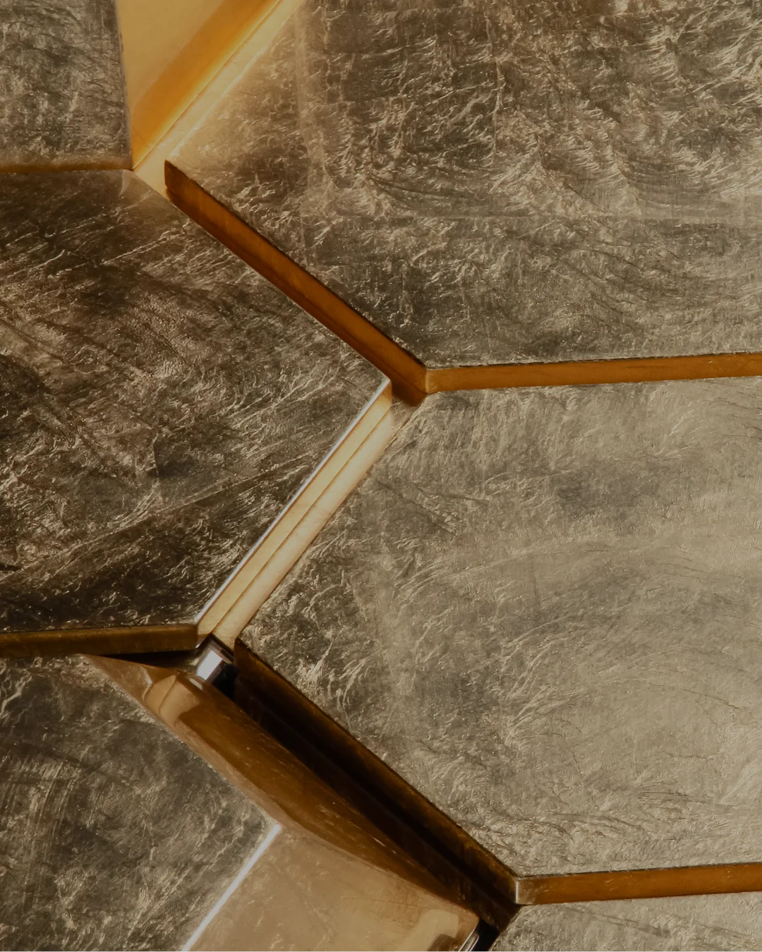 Luxury Honeycomb Wall Mirror with hexagonal gold-leaf frame, decorative designer mirror inspired by nature’s geometry for elegant modern interiors.