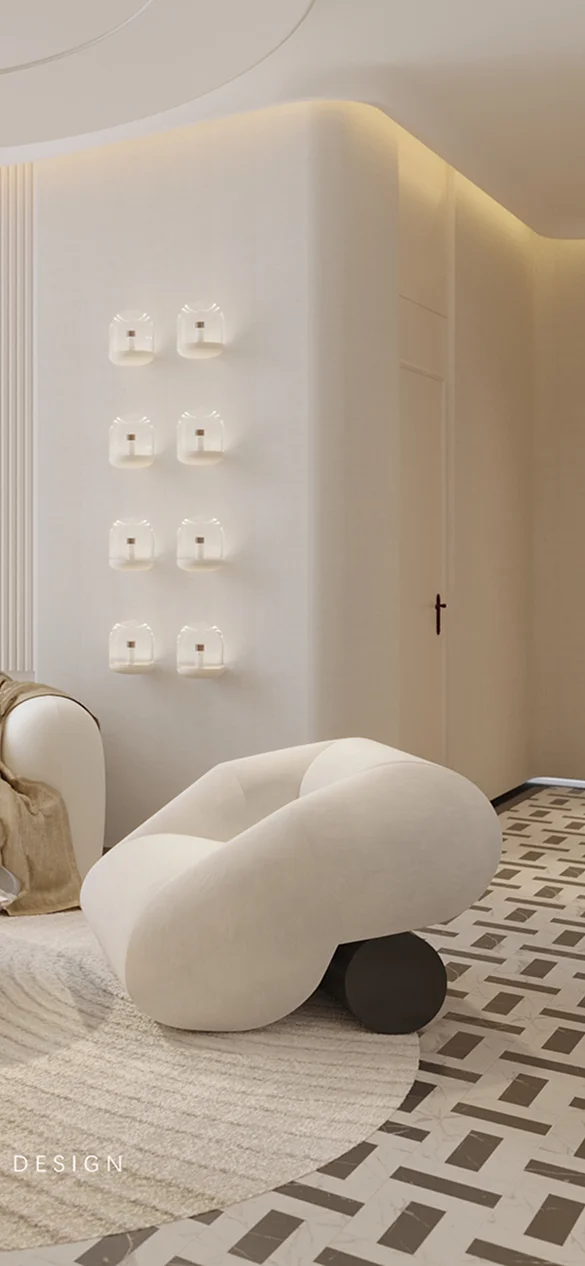 Origami Armchair with bold geometric forms, fully upholstered on a lacquered cylindrical base, combining sculptural elegance and comfort for contemporary interiors