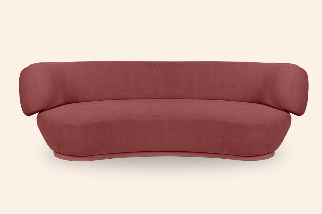 Plump Sofa by Royal Stranger, fully upholstered luxury sofa with flowing curves, sculpted backrest, plush comfort and contemporary elegance for high-end interiors.