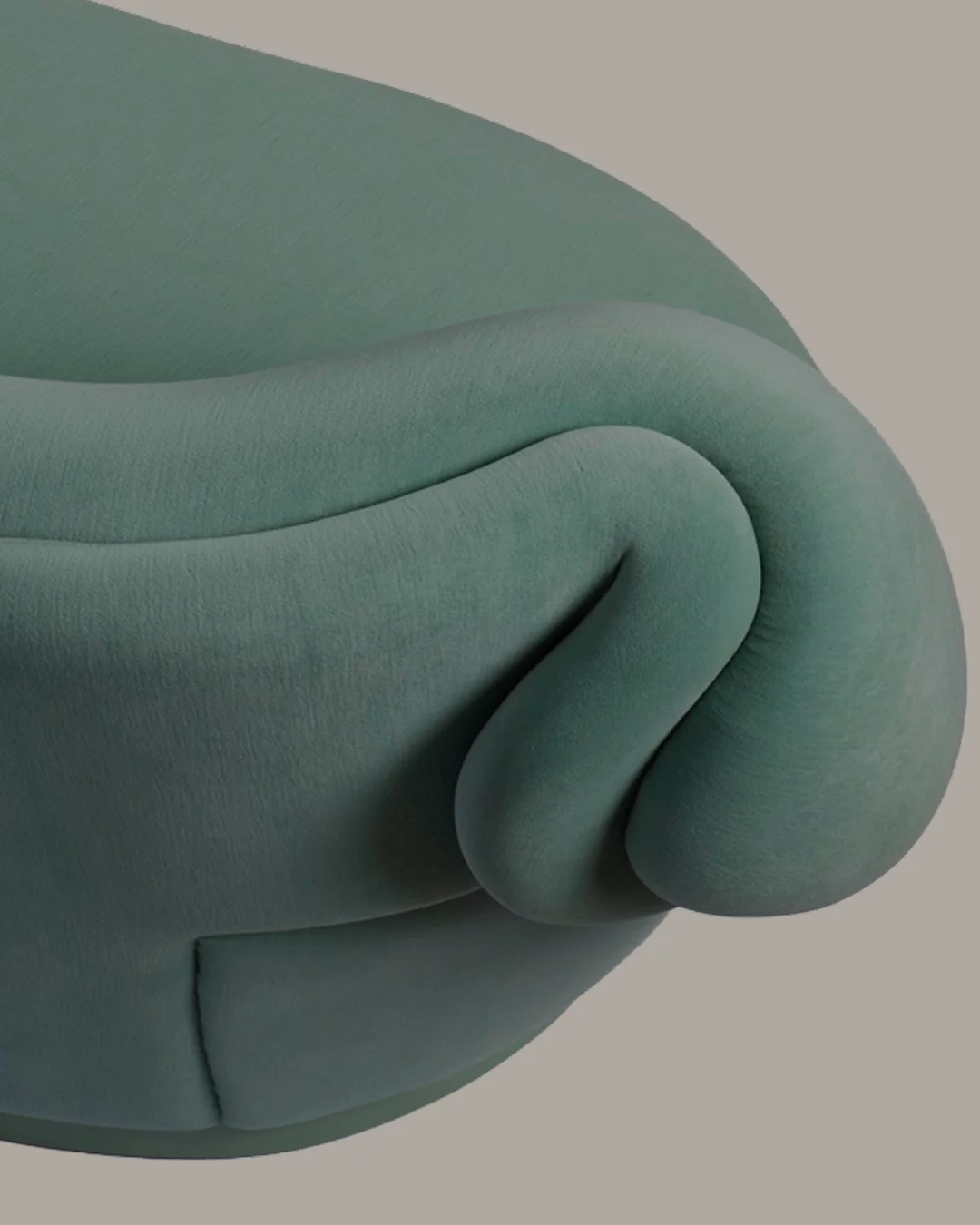 Plump Sofa by Royal Stranger, fully upholstered luxury sofa with flowing curves, sculpted backrest, plush comfort and contemporary elegance for high-end interiors.