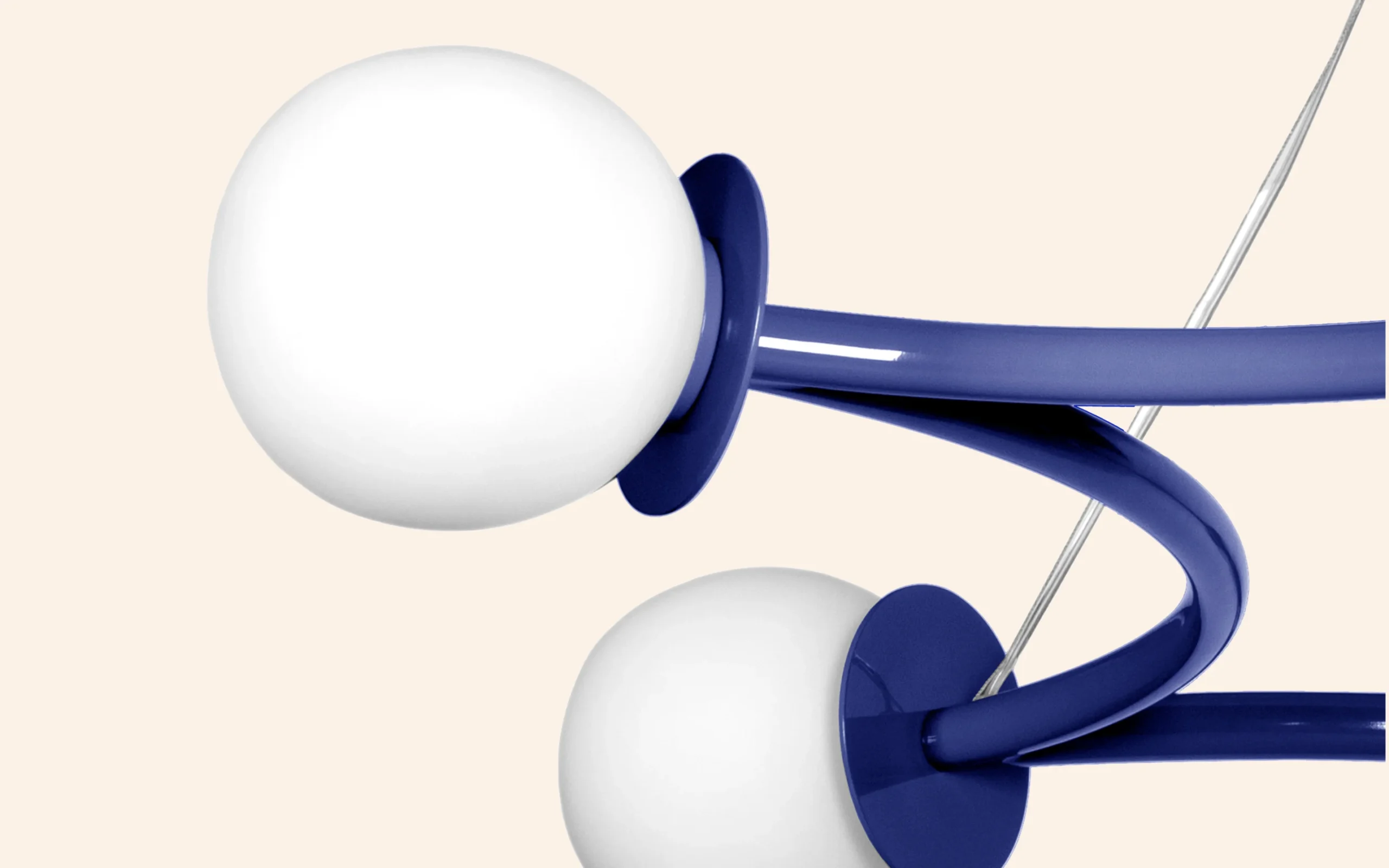 Poppins Ceiling Lamp in brass or lacquered finish, star-shaped design with opal white bulbs suspended by discreet cables, a majestic luxury ceiling light for sophisticated interiors.