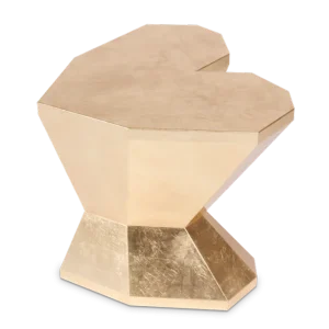 Queen Heart Small Table handcrafted luxury side table with heart-shaped design and gold or silver leaf finishes for modern interiors