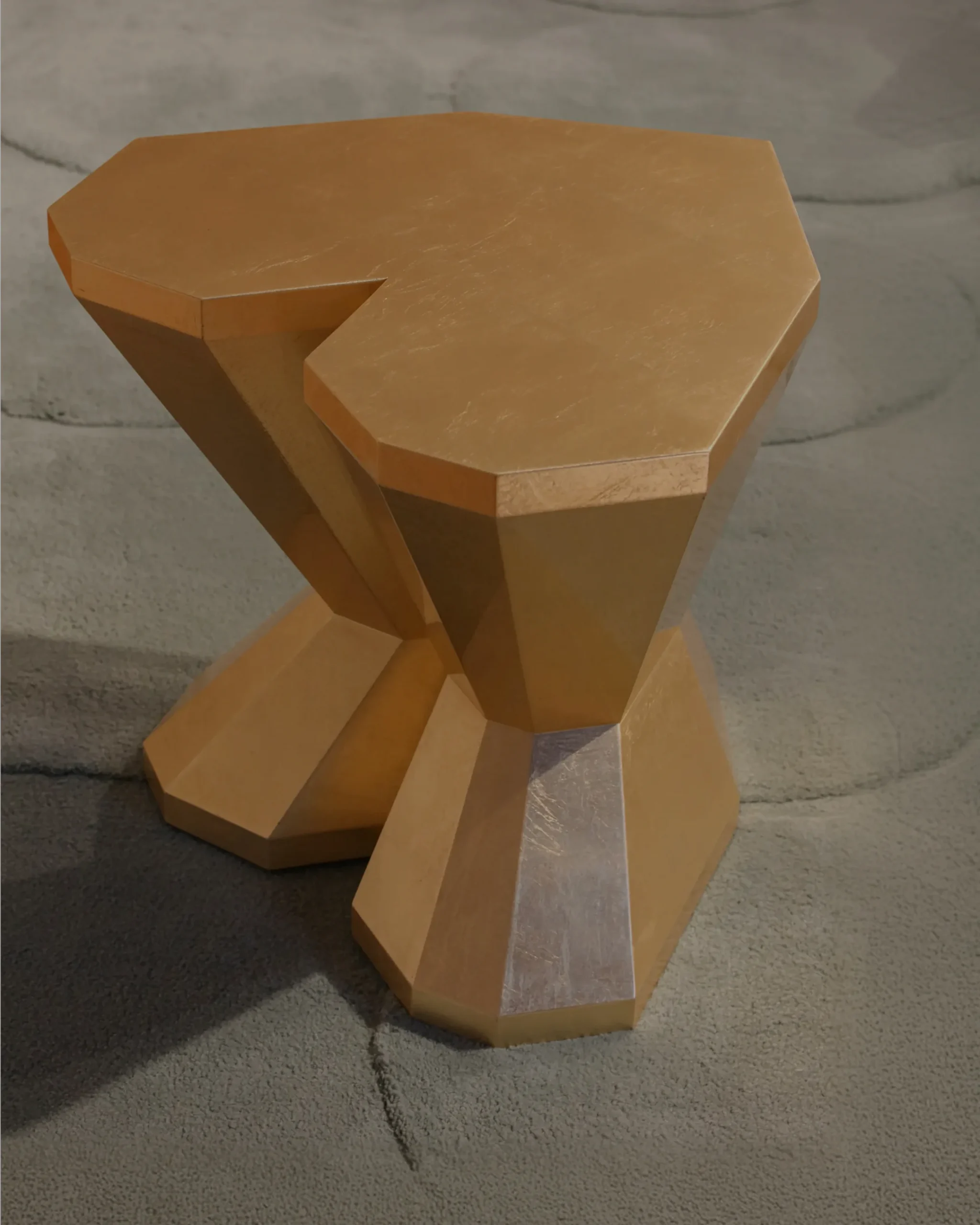 Queen Heart Small Table handcrafted luxury side table with heart-shaped design and gold or silver leaf finishes for modern interiors